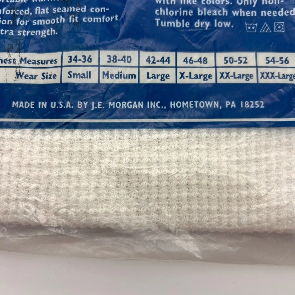 Vintage JE Morgan American Spirit Thermal Shirt Mens Medium White WaffleKnit USA